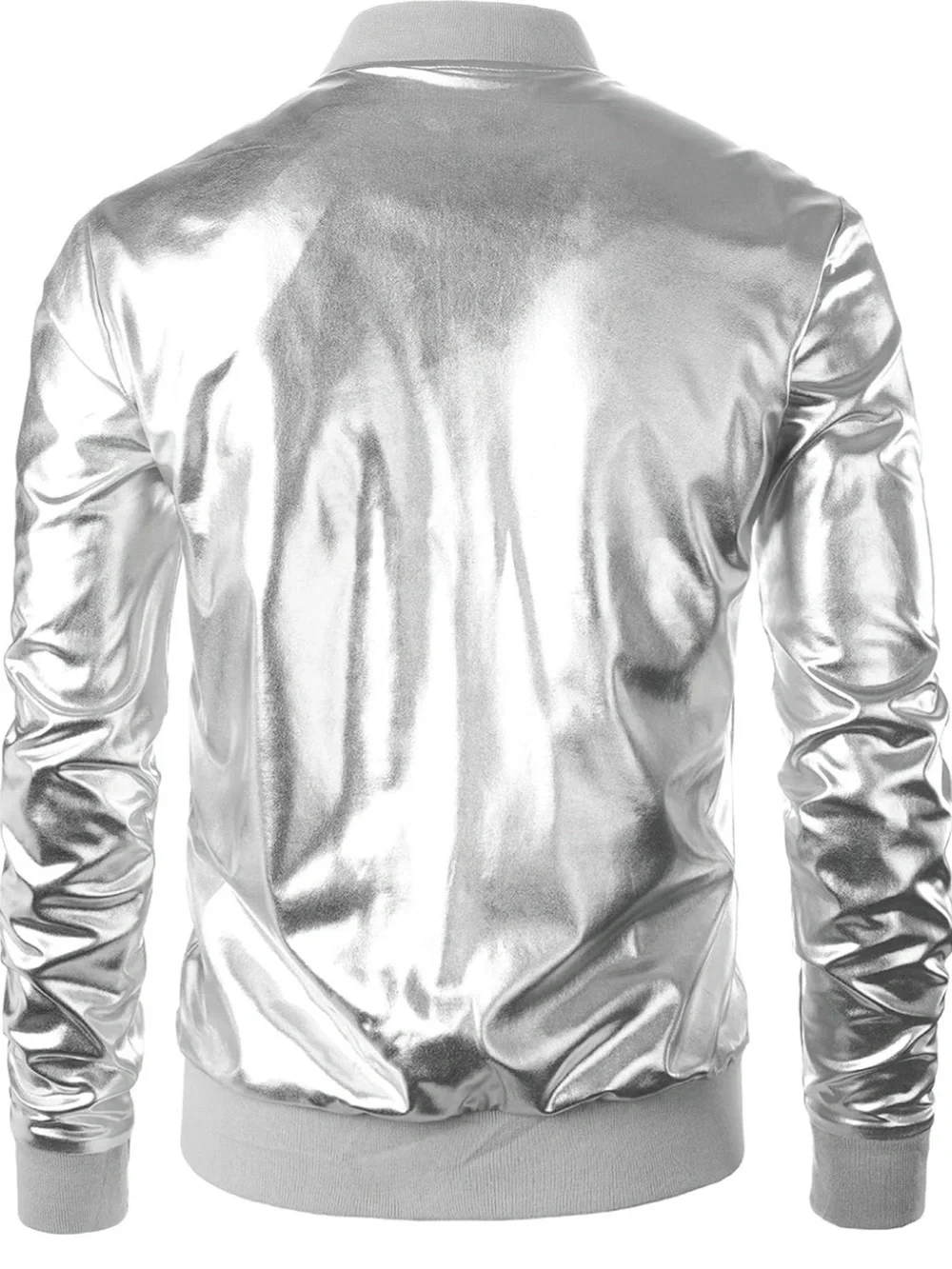 JOGAL Men's Metallic Silver Jacket 70's Disco Costume | Large NWT